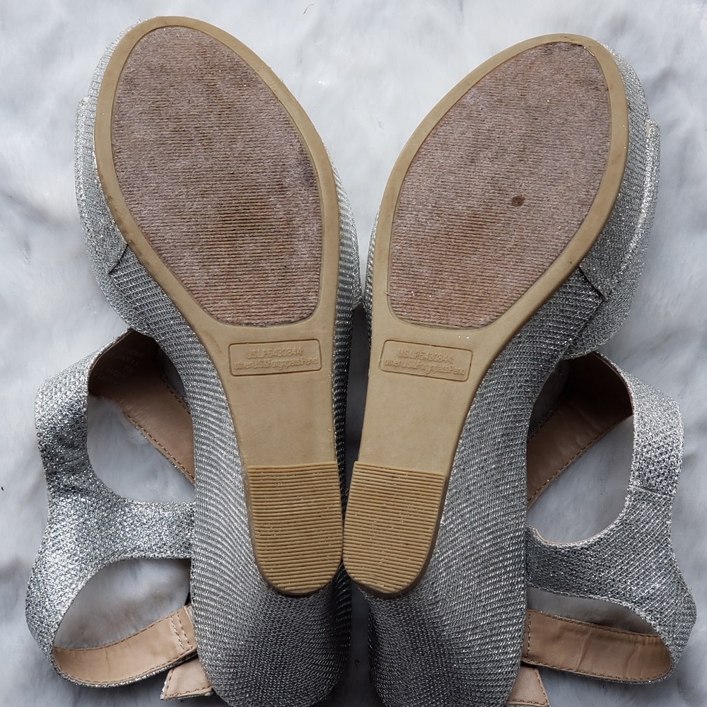 Silver Mesh Look Platform Wedges - Picture 5 of 9